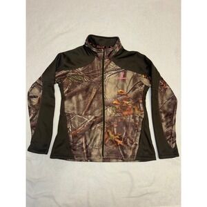 Huntworth Womens Oak Tree EVO Camo Full Zip Fleece Jacket Pink Logo Large